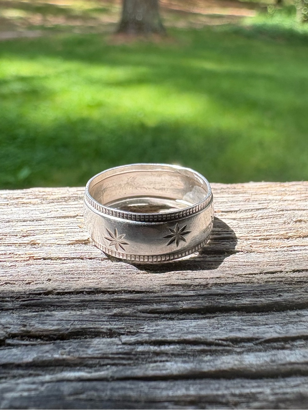 Vintage Sterling Silver Star Band